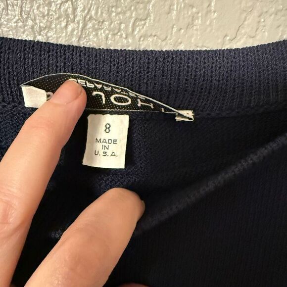 St. John Vintage Navy Blue Knit Pleated Skirt - Picture 3 of 5